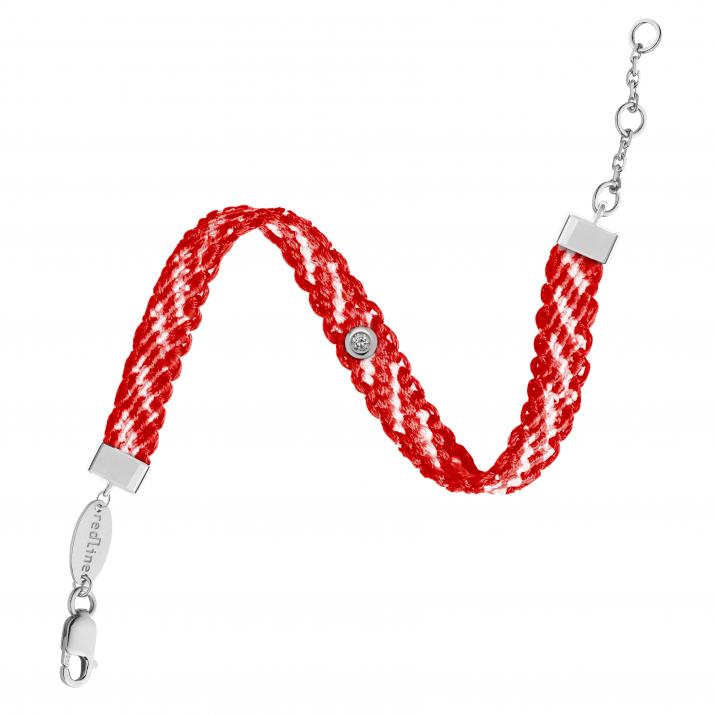 Brazilian Multistring Bracelet with 0.05ct Round Diamond in White Gold Bezel Setting - Redline - 0++