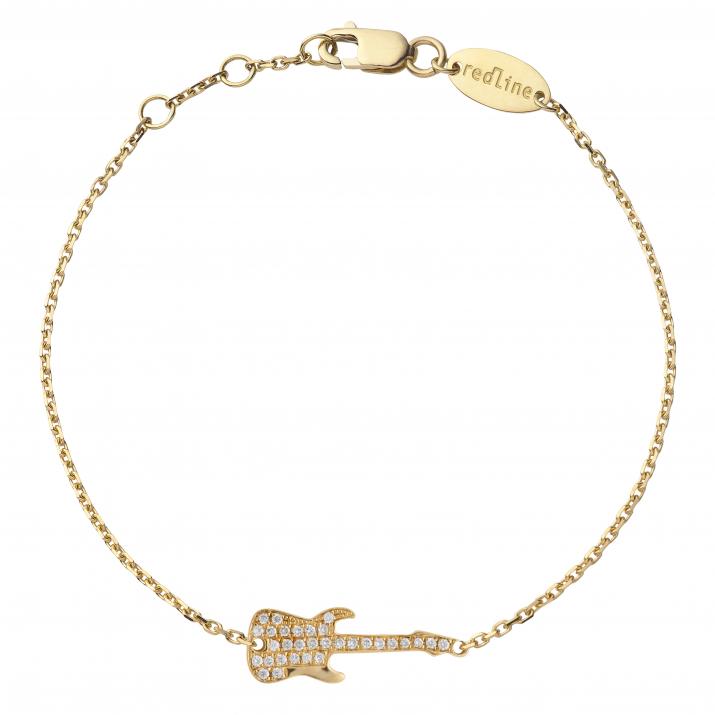 Chain Bracelet For Women with 0.064ct Round Diamond in Yellow Gold Pavé Setting - Redline