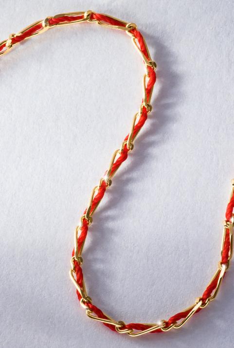 Браслет Entrelacet из желтого золота с нитью - Redline - 0++