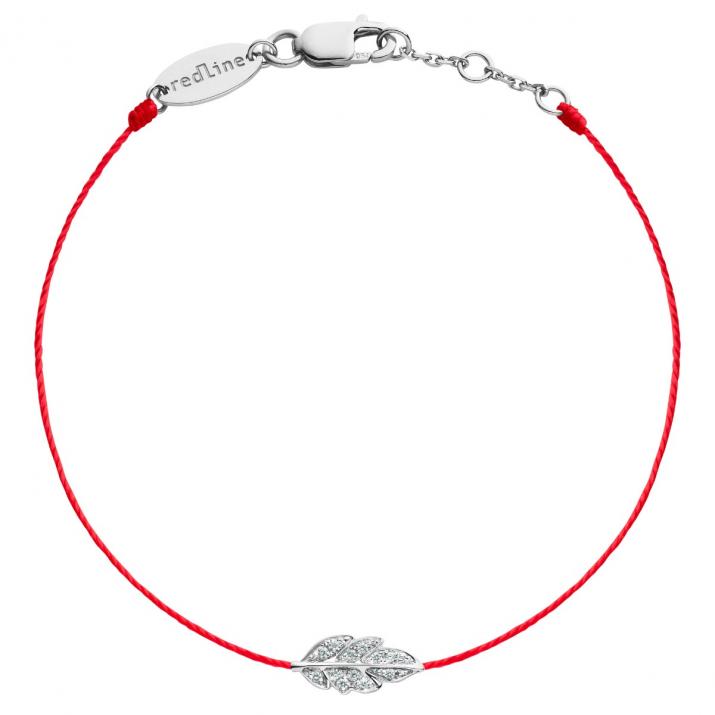 String Bracelet For Women with 0.035ct Round Diamond in White Gold Pavé Setting - Redline - 0++