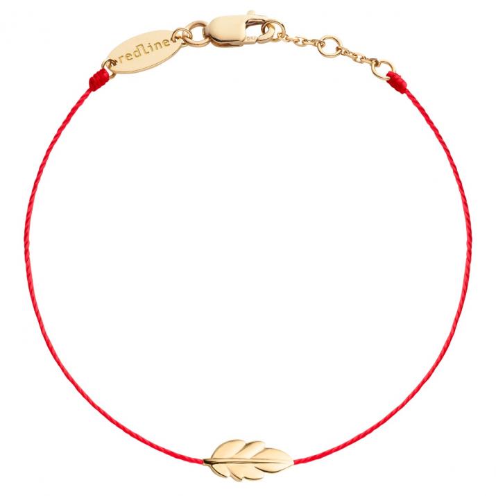 String Bracelet For Women with Leaf in Yellow Gold - Redline