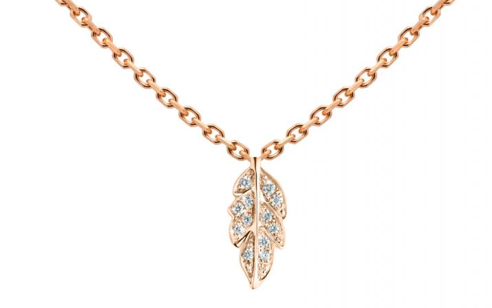 Chain Necklace For Women with 0.035ct Round Diamond in Rose Gold Pavé Setting - Redline - 0++
