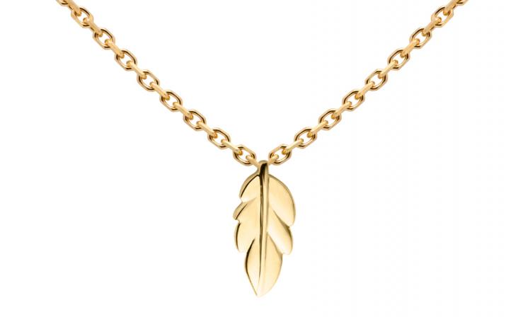 Chain Necklace For Women with Leaf in Yellow Gold - Redline - 0++