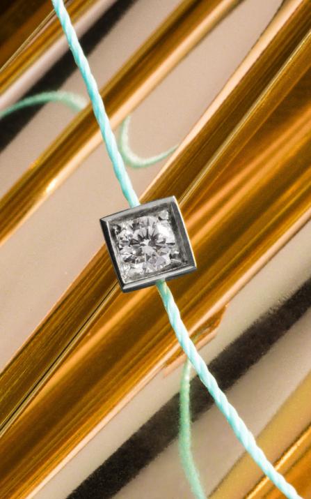 Струнный браслет для женщин с круглым бриллиантом 0,10 кар в оправе из белого золота - Redline - 0++