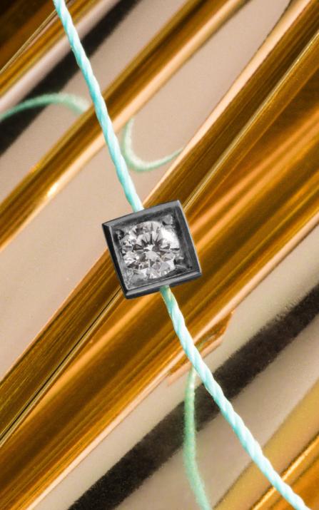 Струнный браслет для женщин с круглым бриллиантом 0,10 кар в оправе из черного золота - Redline - 0++