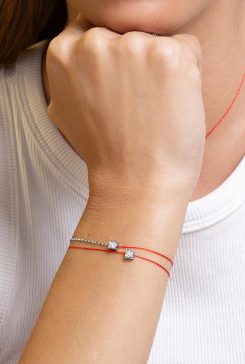 Струнный браслет для женщин с круглым бриллиантом 0,10 кар в оправе из черного золота - Redline - 0++