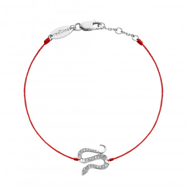 String Bracelet For Women with 0.09ct Round Diamond in White Gold Pavé Setting - Redline - 0++