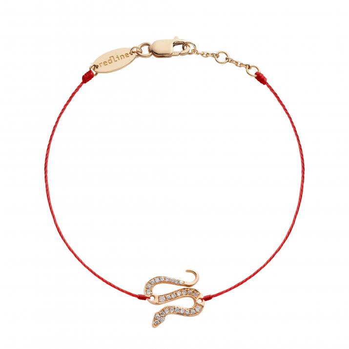 String Bracelet For Women with 0.09ct Round Diamond in Rose Gold Pavé Setting - Redline - 0++