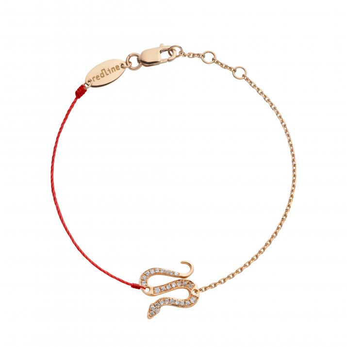 String-Chain Bracelet For Women with 0.09ct Round Diamond in Rose Gold Pavé Setting - Redline - 0++