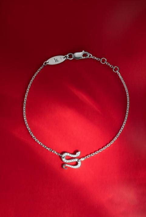 Chain Bracelet For Women with 0.09ct Round Diamond in White Gold Pavé Setting - Redline - 0++