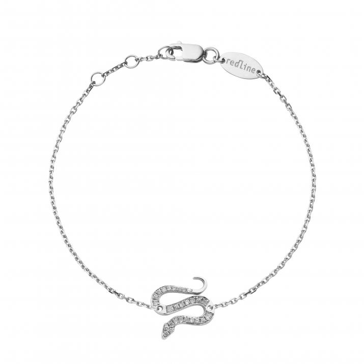 Chain Bracelet For Women with 0.09ct Round Diamond in White Gold Pavé Setting - Redline - 0++