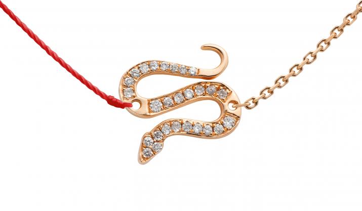 String-Chain Necklace with 0.09ct Round Diamond in Rose Gold Pavé Setting - Redline - 0++