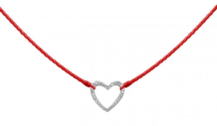 String Necklace For Women with 0.05ct Round Diamond in White Gold Pavé Setting - Redline
