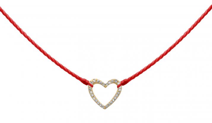 String Necklace For Women with 0.05ct Round Diamond in Yellow Gold Pavé Setting - Redline