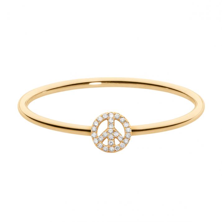 Bangle Ring with 0.12ct Round Diamond in Yellow Gold Pavé Setting - Redline - 0++