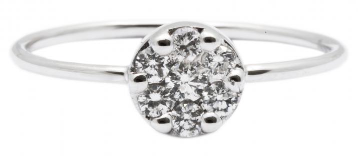 Ring with 0.10ct Round Diamond in White Gold Cluster Setting - Redline