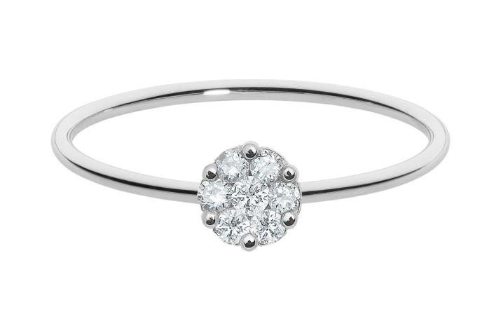 Ring with 0.20ct Round Diamond in White Gold Cluster Setting - Redline - 0++