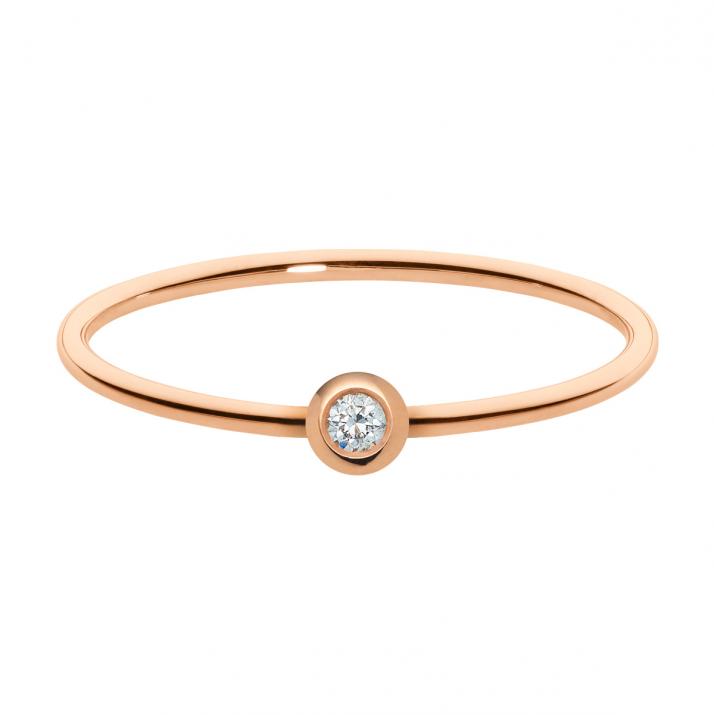 Bangle Ring with 0.05ct Round Diamond in Rose Gold Bezel Setting - Redline - 0++