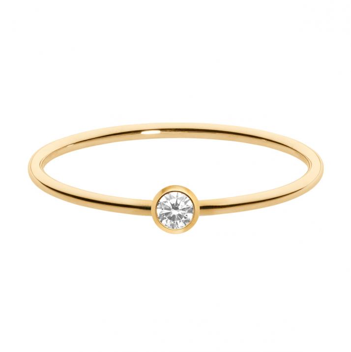 Bangle Ring with 0.05ct Round Diamond in Yellow Gold Bezel Setting - Redline - 0++