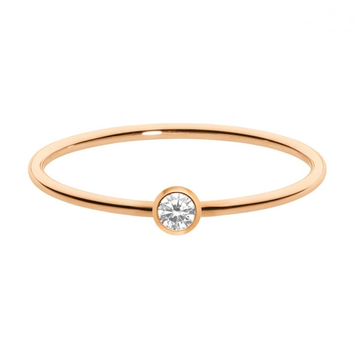 Bangle Ring with 0.05ct Round Diamond in Rose Gold Bezel Setting - Redline - 0++
