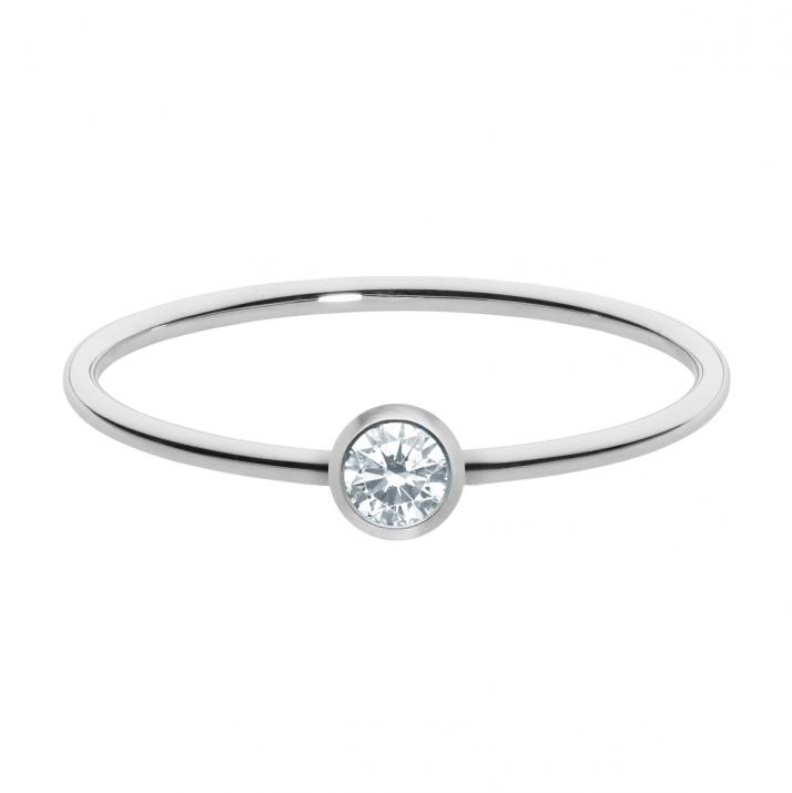 Bangle Ring with 0.10ct Round Diamond in White Gold Bezel Setting - Redline - 0++