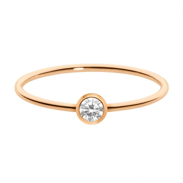 Bangle Ring with 0.10ct Round Diamond in Rose Gold Bezel Setting - Redline - 0++
