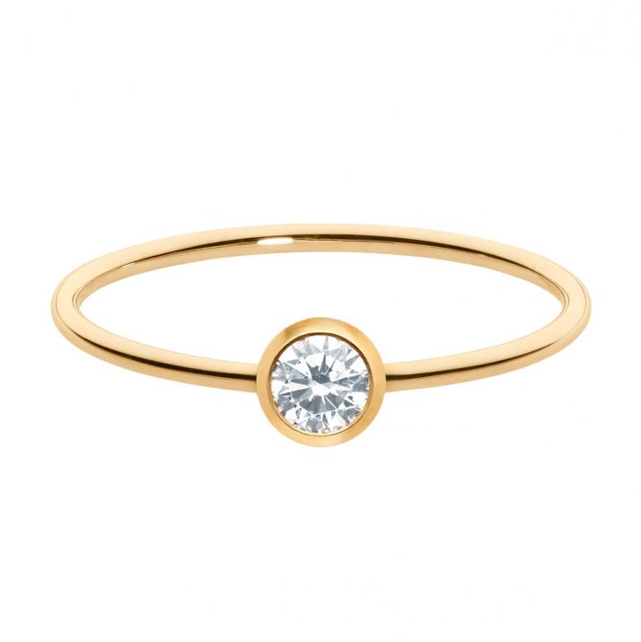 Bangle Ring with 0.20ct Round Diamond in Yellow Gold Bezel Setting - Redline - 0++