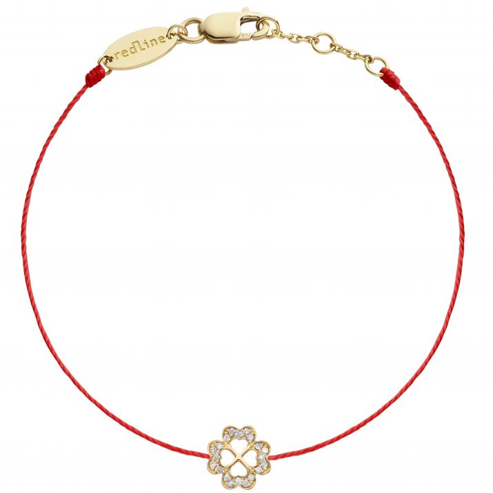 String Bracelet For Women with 0.10ct Round Diamond in Yellow Gold Pavé Setting - Redline