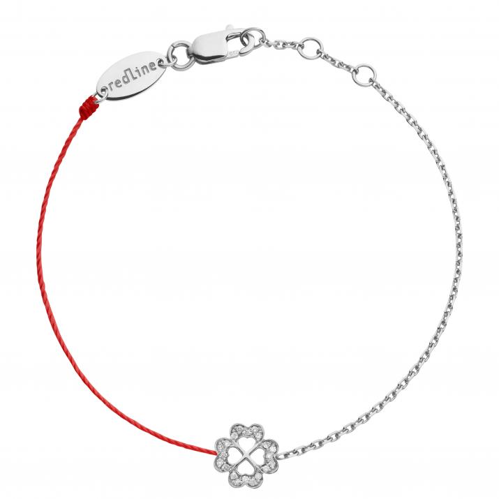 String-Chain Bracelet For Women with 0.10ct Round Diamond in White Gold Pavé Setting - Redline
