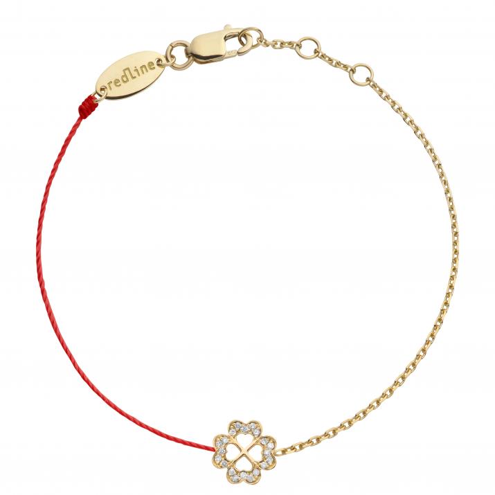 String-Chain Bracelet For Women with 0.10ct Round Diamond in Yellow Gold Pavé Setting - Redline