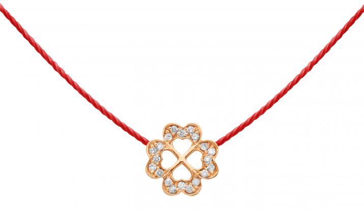 String Necklace For Women with 0.10ct Round Diamond in Rose Gold Pavé Setting - Redline