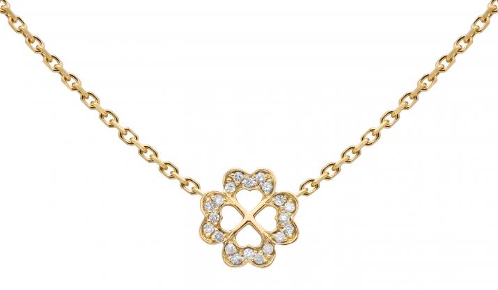 Chain Necklace For Women with 0.10ct Round Diamond in Yellow Gold Pavé Setting - Redline