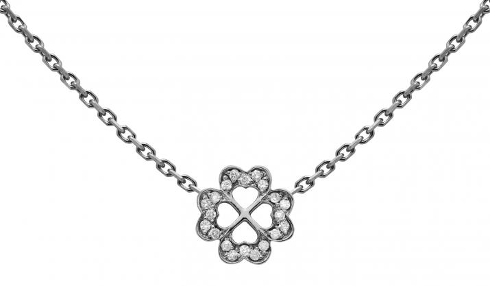 Chain Necklace For Women with 0.10ct Round Diamond in Black Gold Pavé Setting - Redline