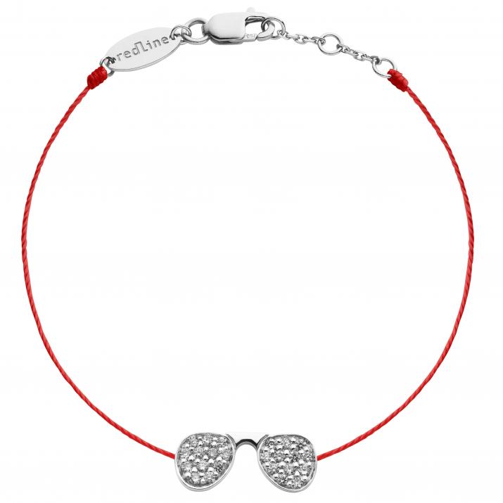 String Bracelet For Women with 0.12ct Round Diamond in White Gold Pavé Setting - Redline