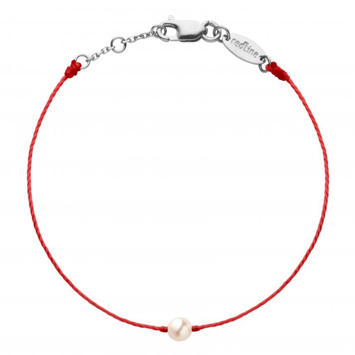 String Bracelet For Children with a Cultured Pearl in White Gold - Redline - 0++