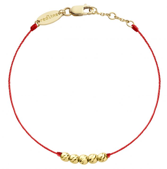 String Bracelet For Women with Hammered Balls in Yellow Gold  - Redline