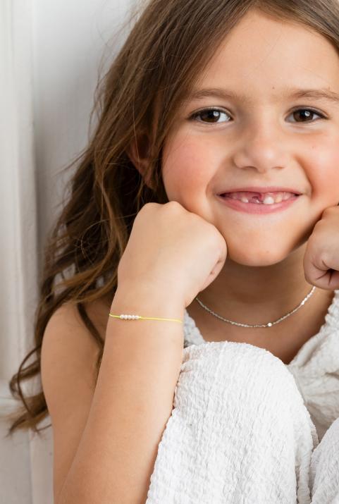 String Bracelet For Children with Pearls in White Gold  - Redline - 0++