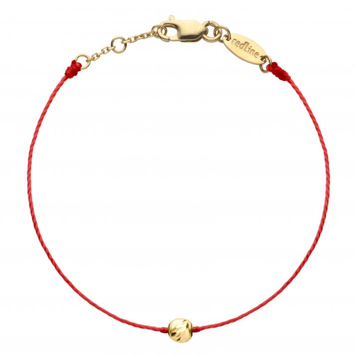 String Bracelet For Children with a Hammered Pearl in Yellow Gold - Redline