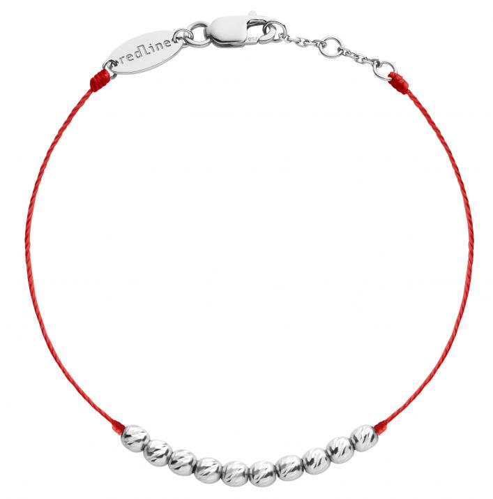 String Bracelet For Women with Hammered Balls in White Gold  - Redline