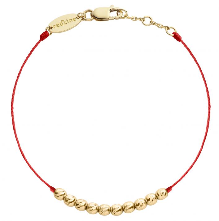 String Bracelet For Women with Hammered Balls in Yellow Gold  - Redline