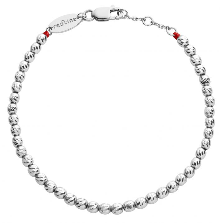String Bracelet For Women with Hammered Balls in White Gold  - Redline - 0++