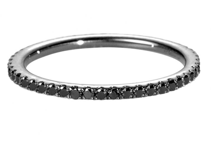 Bangle Ring with 0.346ct Round Black Diamond in Black Gold Prong Setting - Redline - 0++
