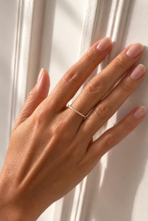 Bangle Ring with 0.346ct Round Diamond in Rose Gold Prong Setting - Redline - 0++