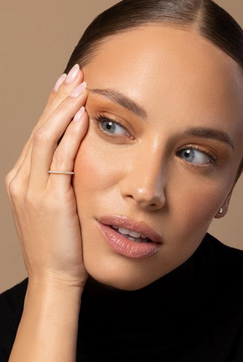 Bangle Ring with 0.346ct Round Diamond in Rose Gold Prong Setting - Redline - 0++