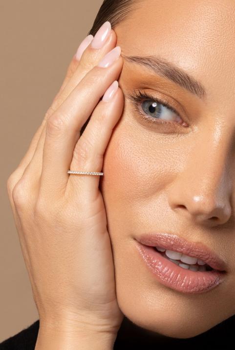 Bangle Ring with 0.346ct Round Diamond in Rose Gold Prong Setting - Redline - 0++