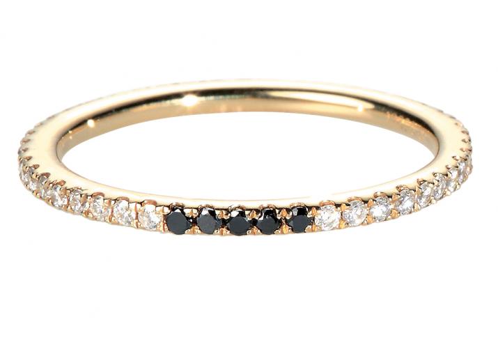 Bangle Ring with 0.30ct Round Diamond and 5 Black Diamonds in Rose Gold Prong Setting - Redline - 0++
