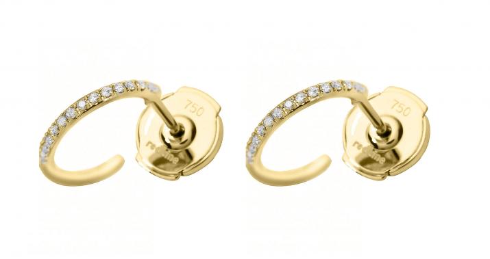 Earrings with 0.14ct Round Diamond in Yellow Gold Pavé Setting - Redline - 0++