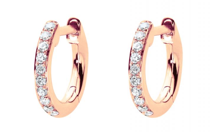 Earrings with 0.096ct Round Diamond in Rose Gold Bezel Setting - Redline - 0++