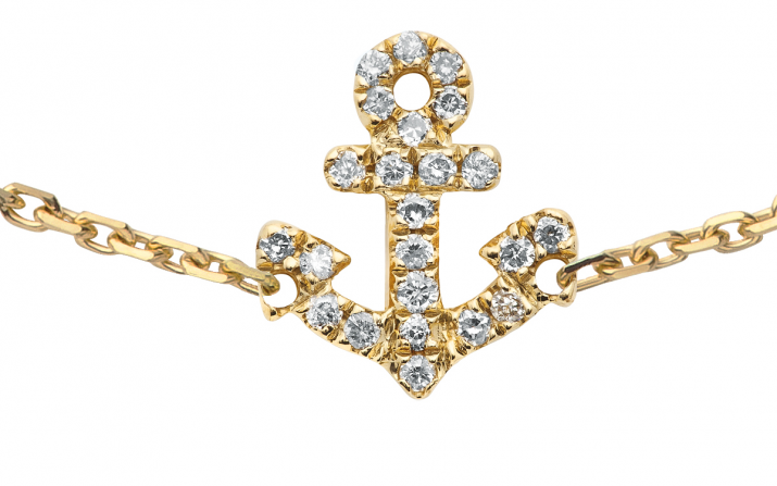 Chain Bracelet For Women with 0.064ct Round Diamond in Yellow Gold Pavé Setting - Redline - 0++