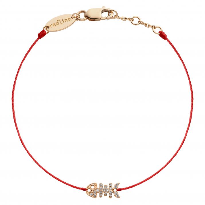 String Bracelet For Women with 0.065ct Round Diamond in Rose Gold Pavé Setting - Redline - 0++